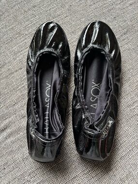 Ballasox Black Patent flats. Size 8